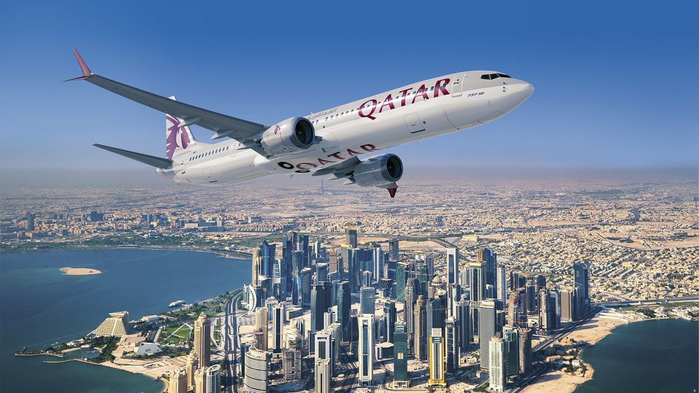 Un avión de la empresa Qatar en pleno vuelo