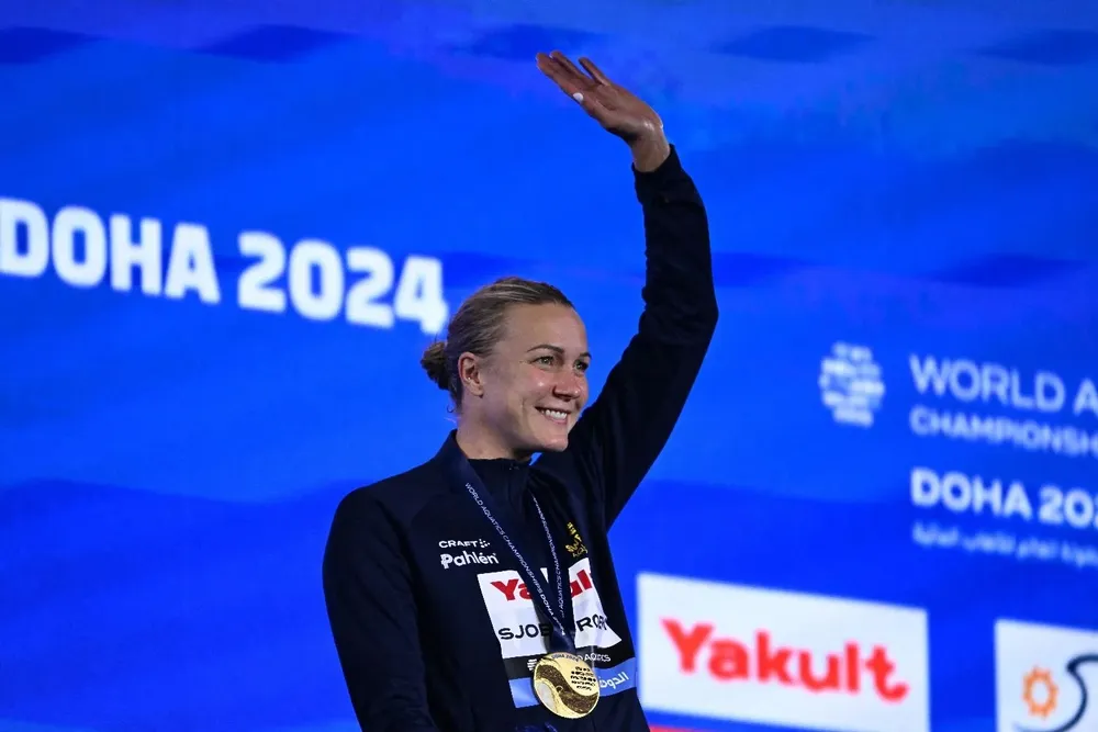 Sarah Sjöström en el Mundial de natación Doha 2024