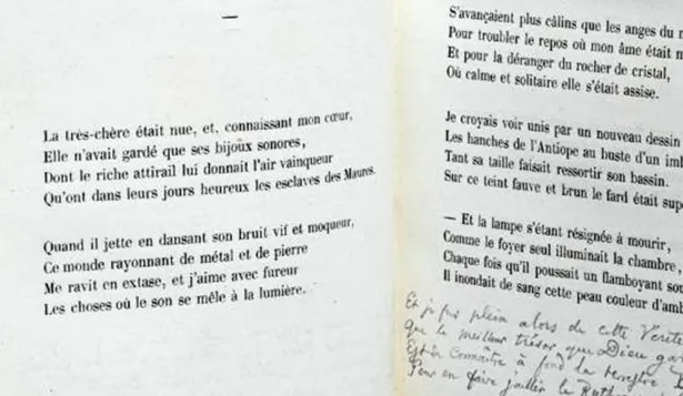 Estrofa inédita de libro de Baudelaire a subasta