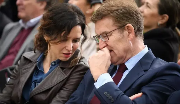 a presidenta de la Comunidad de Madrid, Isabel Díaz Ayuso, y el líder del PP, Alberto Núñez Feijóo