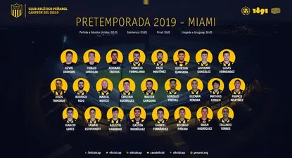 El plantel de Peñarol para la pretemporada 2019 en Miami