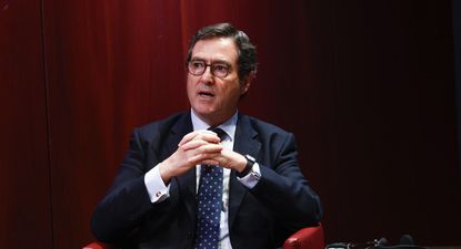 El presidente de CEOE, Antonio Garamendi, en el III Foro La Toja Lisboa, en la capital portuguesa. EFE