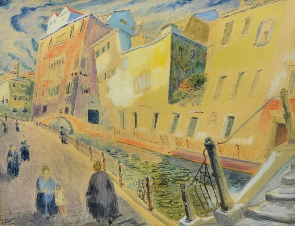 Venecia, una acuarela sobre papel de 49 por 64 centímetros, firmado por José Cúneo