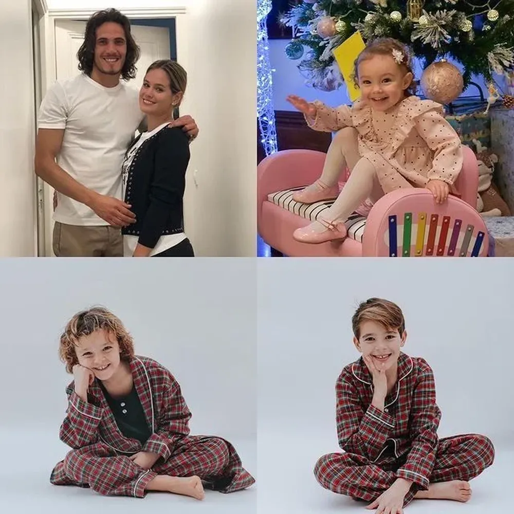 Edinson Cavani posteó fotos de su familia con un mensaje por las fiestas