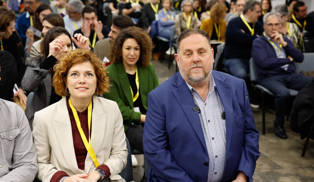 Elisenda Alamany y Oriol Junqueras, el sábado, en el Consejo Nacional de ERC.