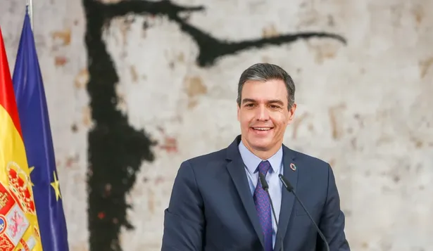El presidente del Gobierno, Pedro Sánchez interviene durante un acto en La Moncloa