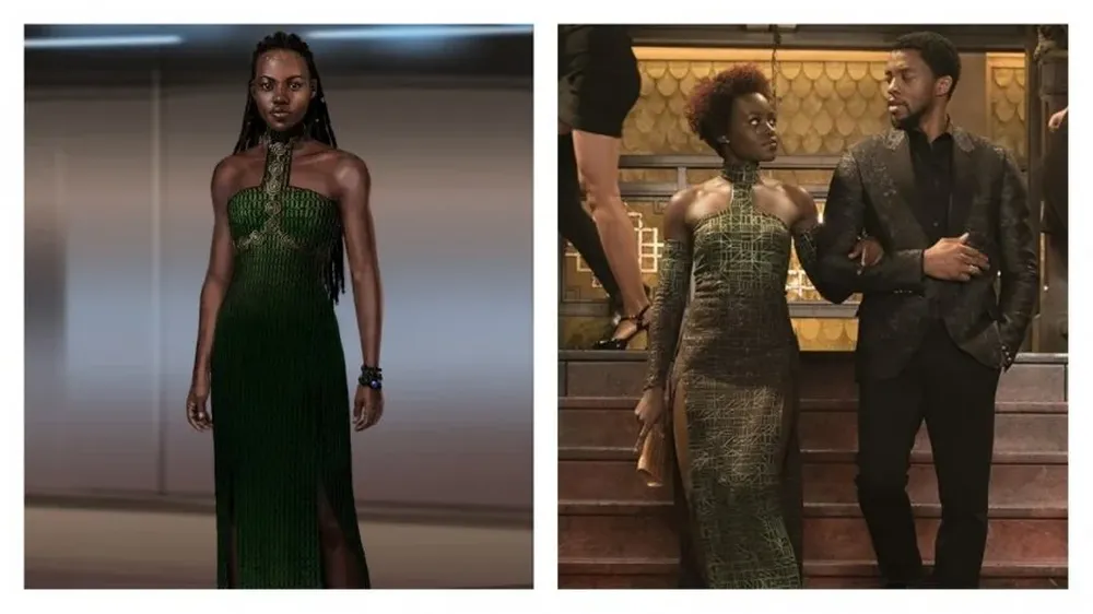 Durante una secuencia, un grupo de personajes se infiltra en un casino ilegal en Corea del Sur. Al estilo James Bond, Nakia, la espía interpretada por Lupita Nyongo combina elegancia y practicidad.