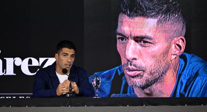 Luis Suárez en su conferencia de prensa de despedida de la selección de Uruguay