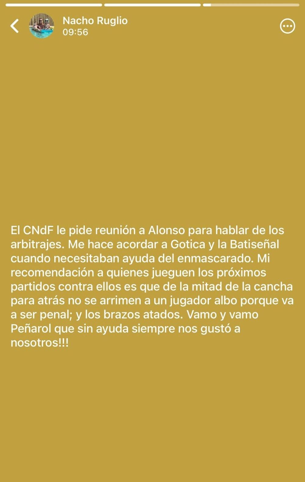 El mensaje de Ignacio Ruglio sobre la reunión de Nacional con Ignacio Alonso El mensaje de Ignacio Ruglio sobre la reunión de Nacional con Ignacio Alonso