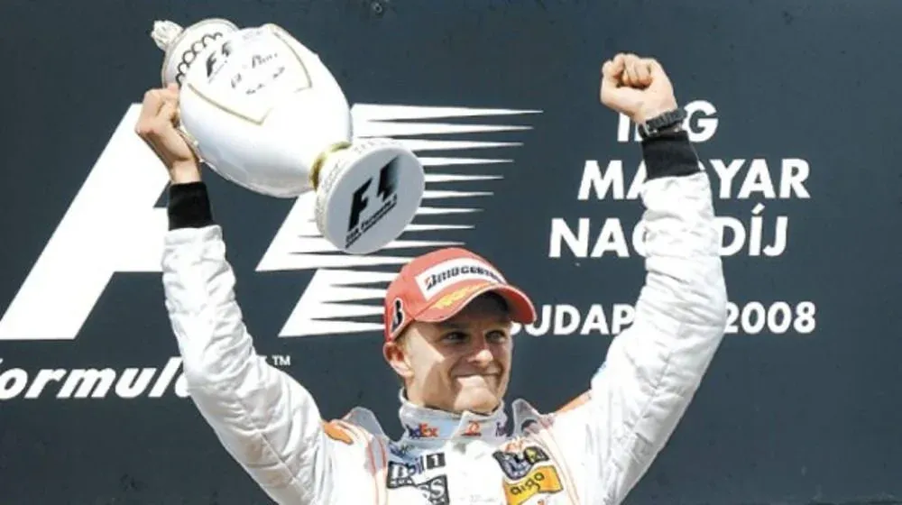 Heikki Kovalainen cuando ganó el Gran Premio de Hungría de Fórmula 1