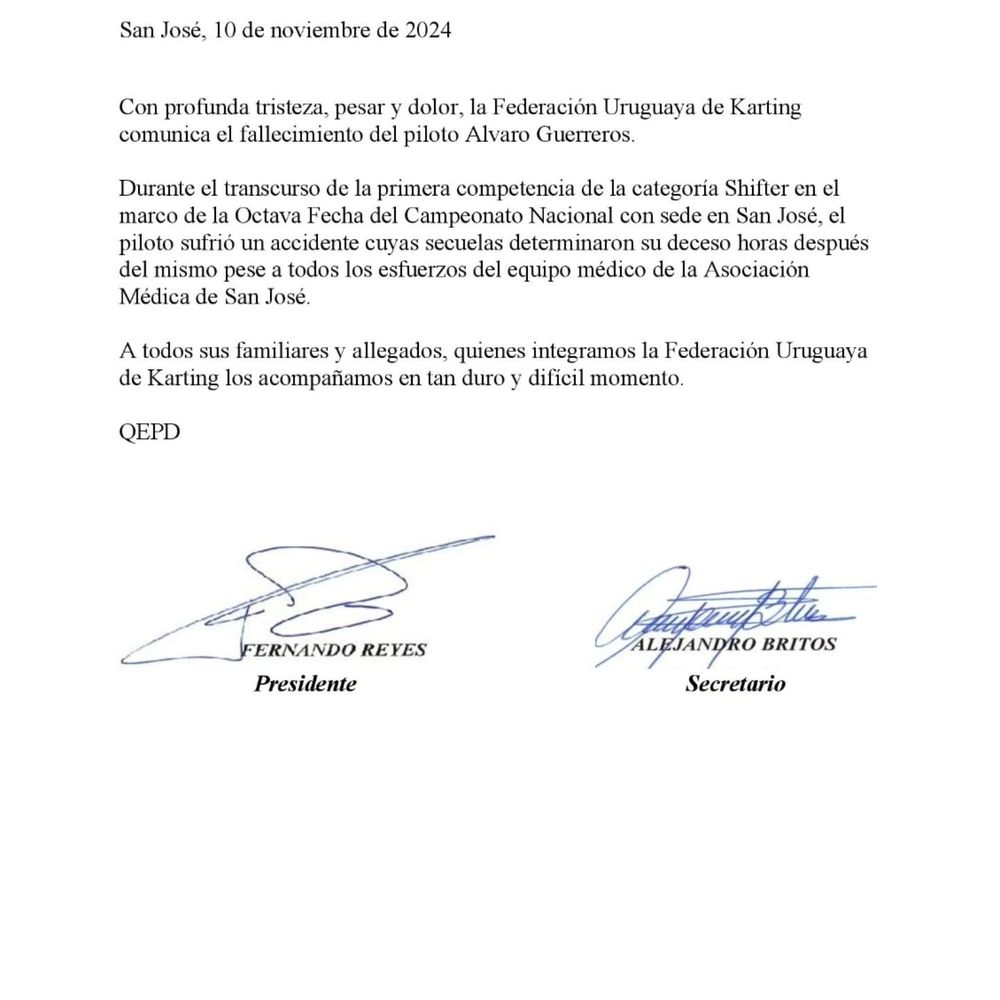 Comunicado de la FUK