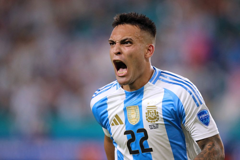 Lautaro Martínez celebra el 1-0 de Argentina ante Perú y su tercer tanto en la Copa América 2024
