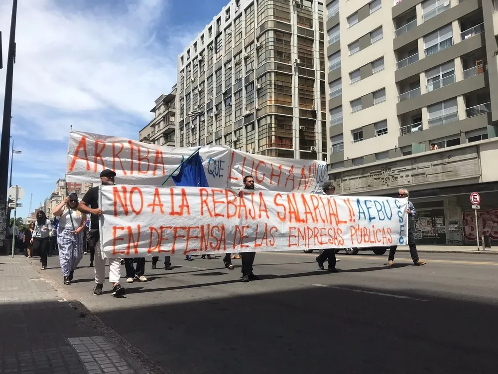 Los trabajadores bancarios se manifestaron este martes por 18 de julio.