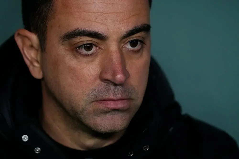 Xavi en rueda de prensa.