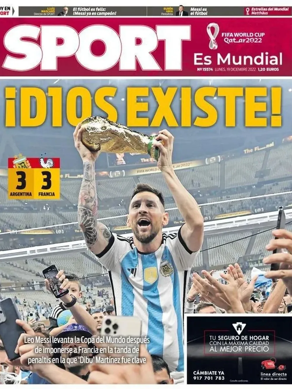 Tapas de diarios tras la consagración de Lionel Messi