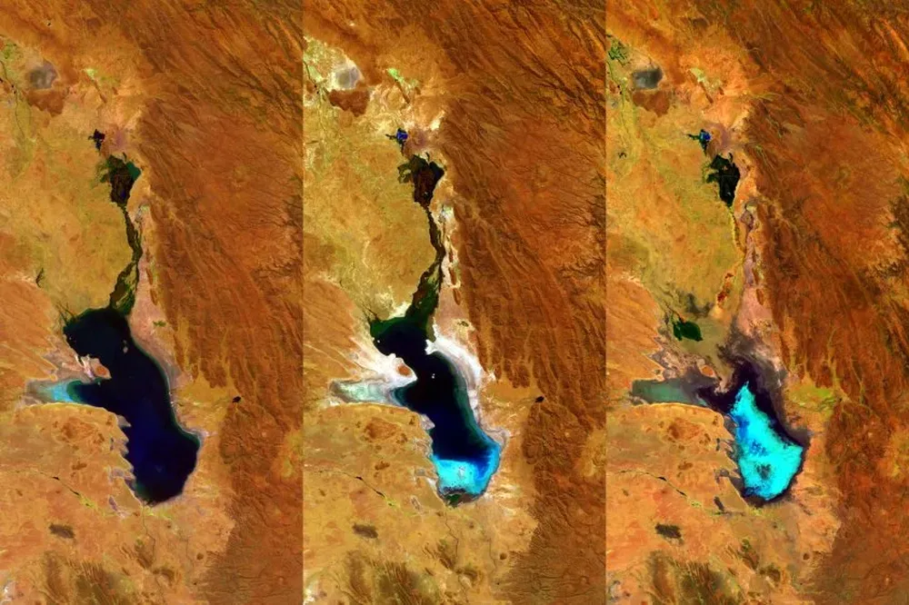 Fotos (de izquierda a derecha) tomadas el 27 de abril de 2014, el 20 de julio de 2015 y el 22 de enero de 2016