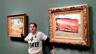La activista y la obra intervenida de Claude Monet