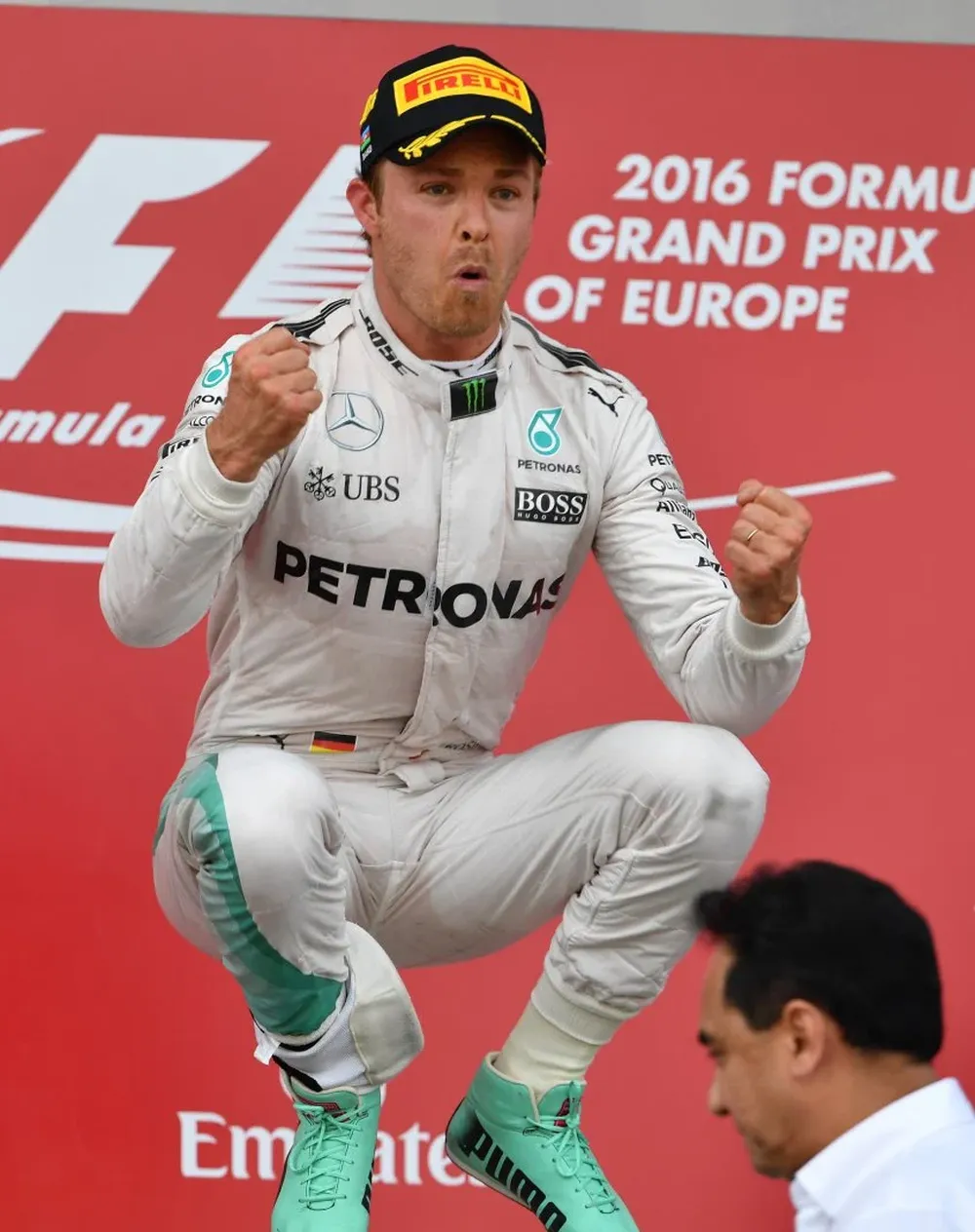 Nico Rosberg celebró en el podio de Azerbaiyán
