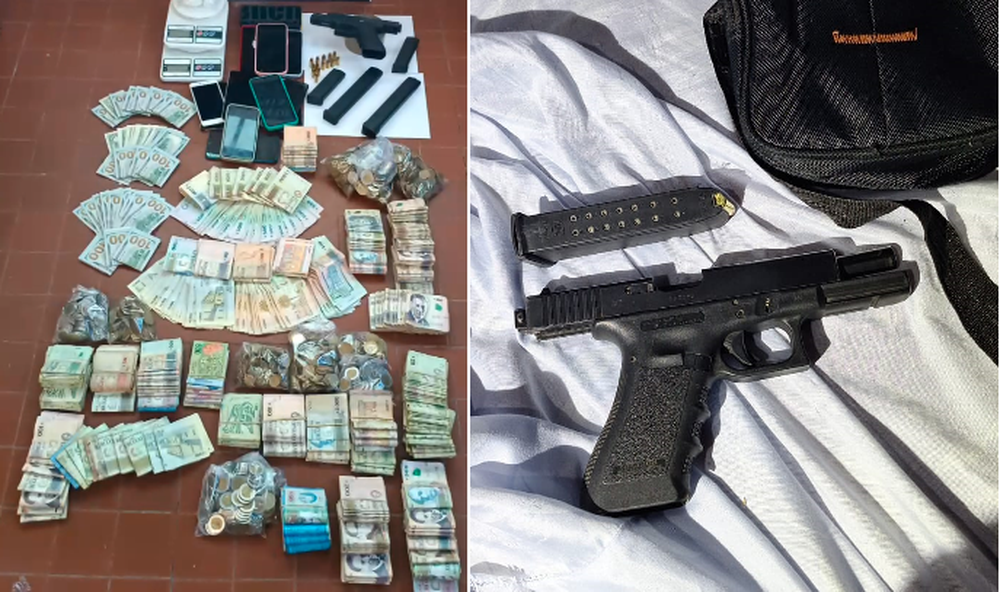Dinero y armas incautadas en el megaoperativo realizado en Paysandú y Salto