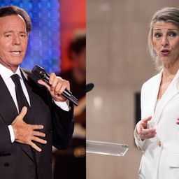 Artista español Julio Iglesias, y la vicepresidenta segunda de España, Yolanda Díaz.