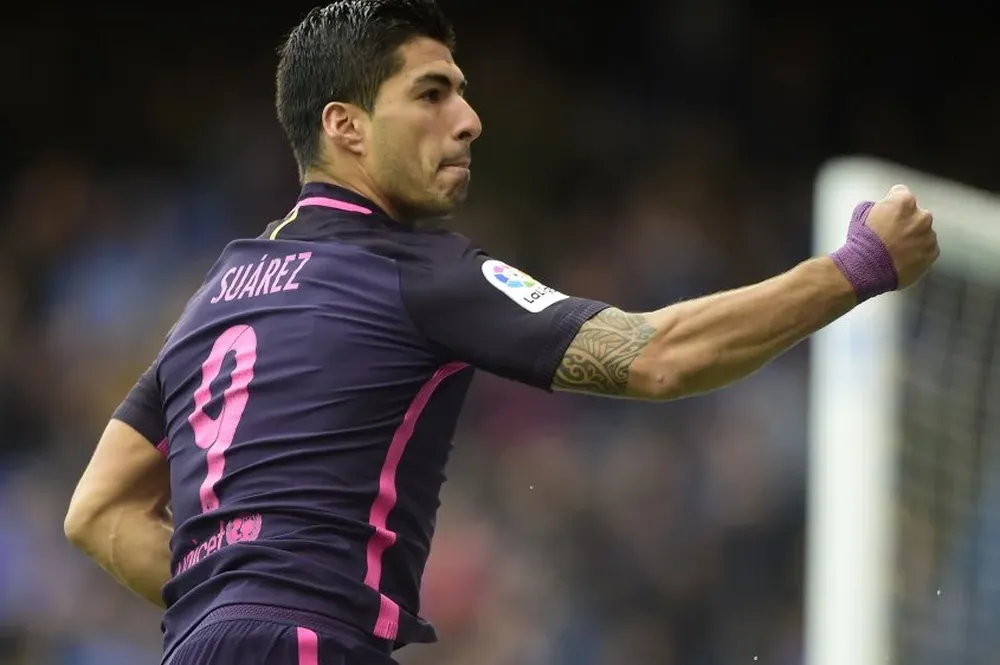 El festejo del empate de Luis Suárez en La Coruña