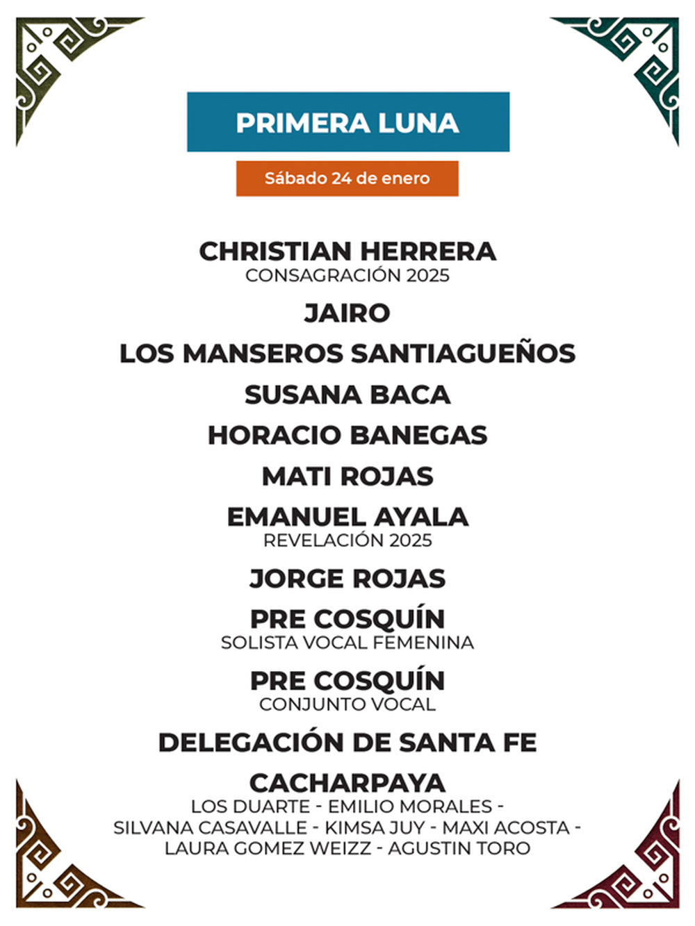 Grilla Cosquín 2026 - Primera Luna