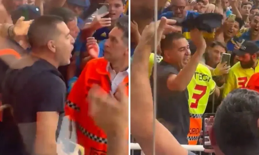 El festejo de Juan Román Riquelme en el Superclásico.