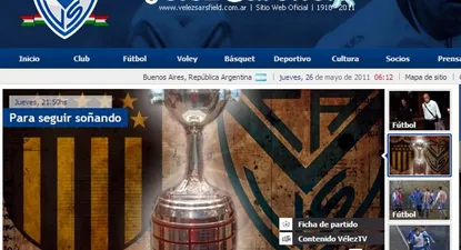 Captura del sitio oficial de Vélez