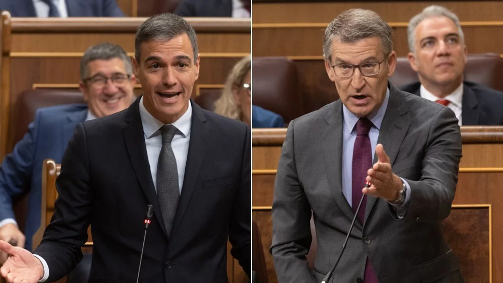 El presidente del Gobierno, Pedro Sánchez, y el jefe de la oposición, Alberto Núñez Feijóo.&nbsp;