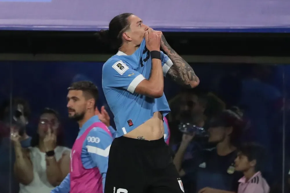 El festejo de Darwin Núñez contra Argentina