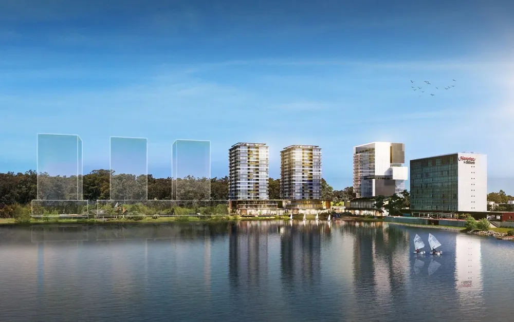 Proyección de las torres de Cala del Yacht junto al hotel Hampton by Hilton, en tierras donde se levantaba el complejo de eventos Punta Cala