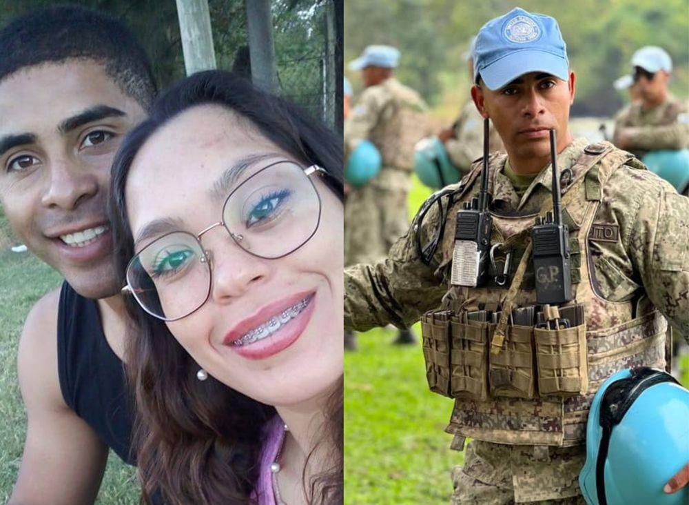 Adrián Fernández, soldado uruguayo herido en el Congo, y su esposa