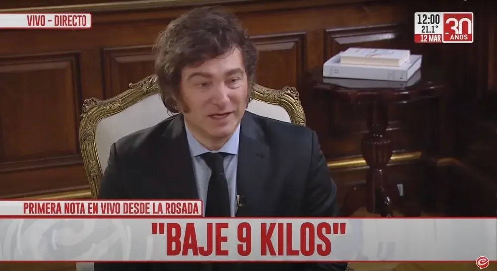 El presidente Javier Milei contó que bajó 9 kilos desde el balotaje