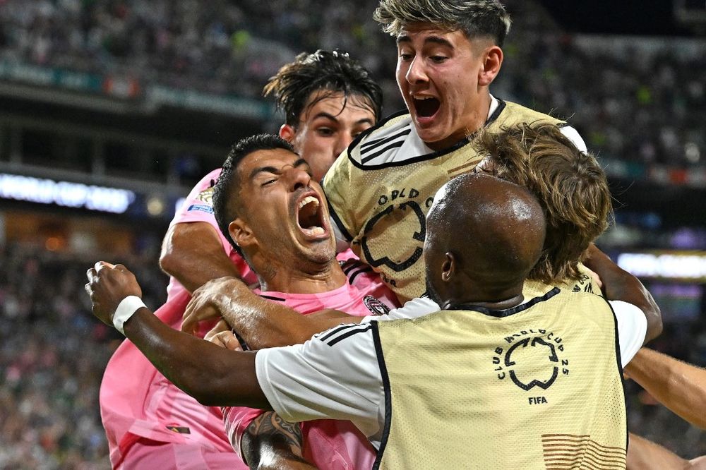 El festejo de Luis Suárez ante Palmeiras El festejo de Luis Suárez ante Palmeiras