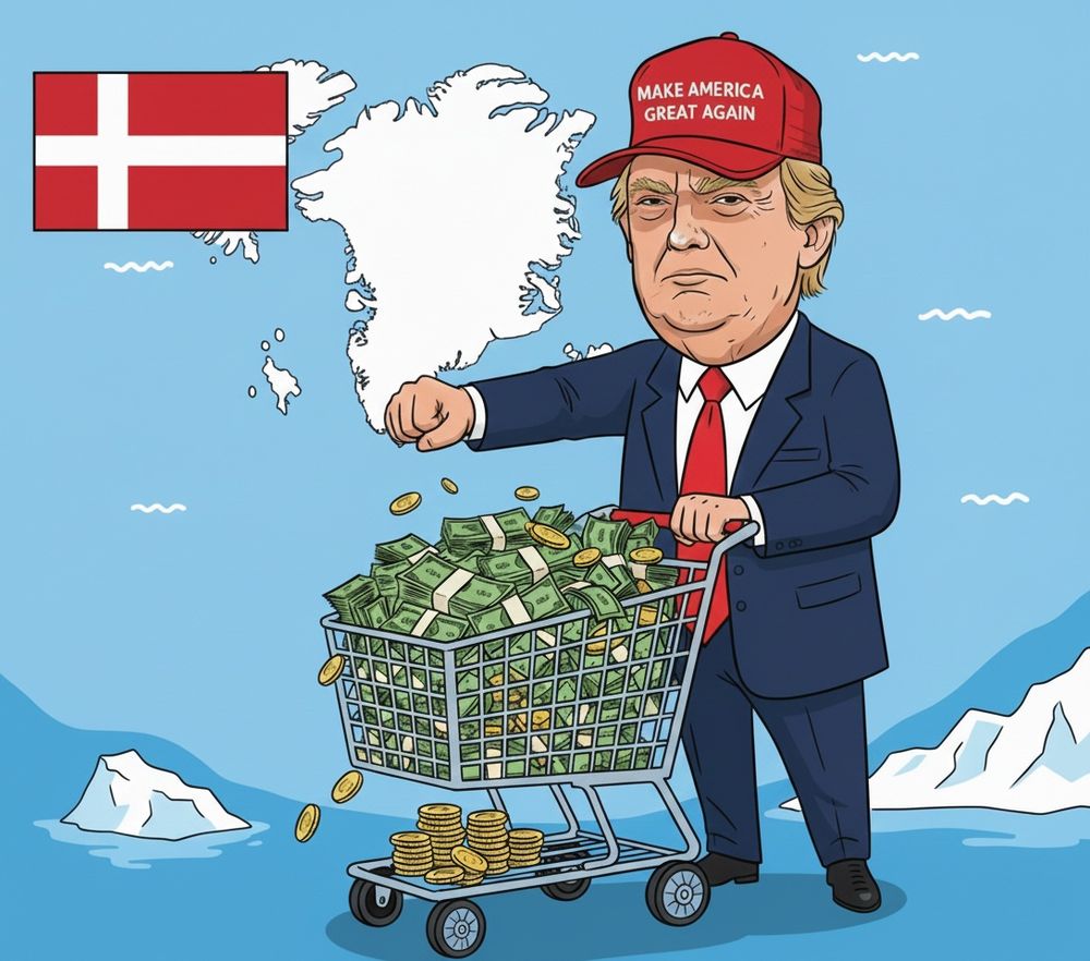 Donald Trump, presidente de Estados Unidos, y la bandera de Dinamarca.