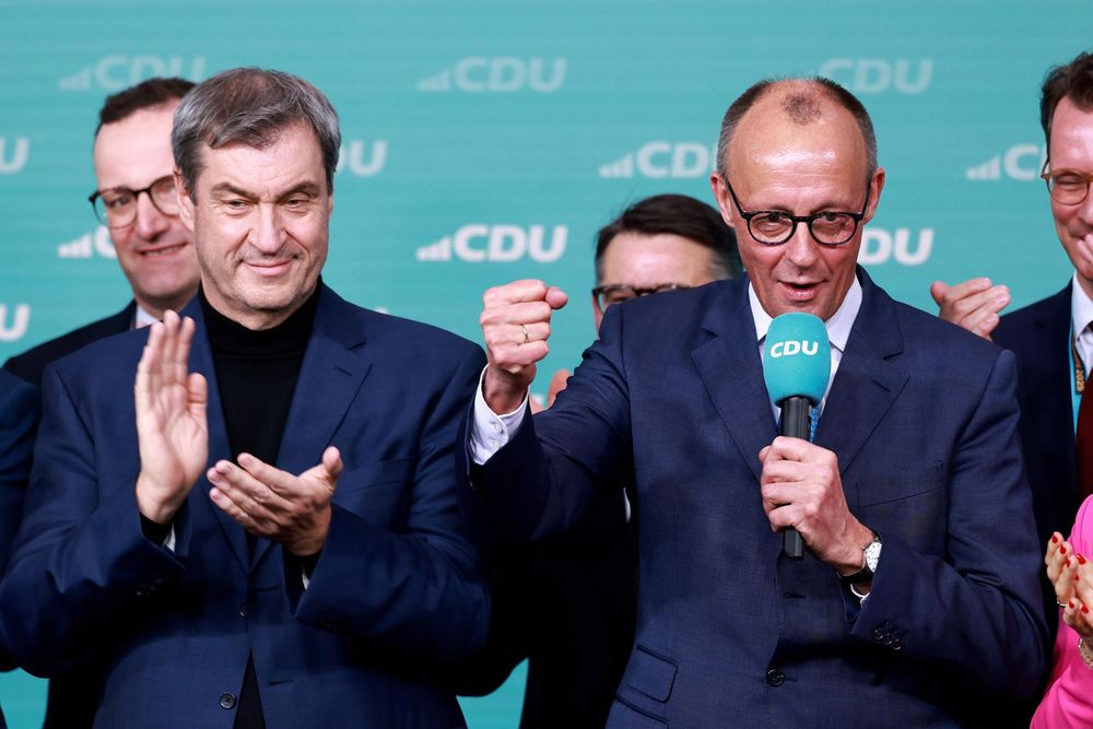 Friedrich Merz, de la CDU, junto a Markus Söder, de la CSU. EFE