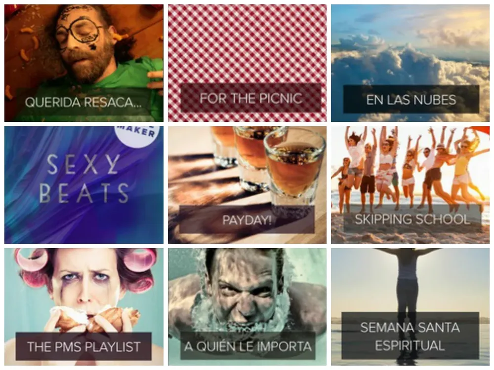 Algunas playlists disponibles en Spotify