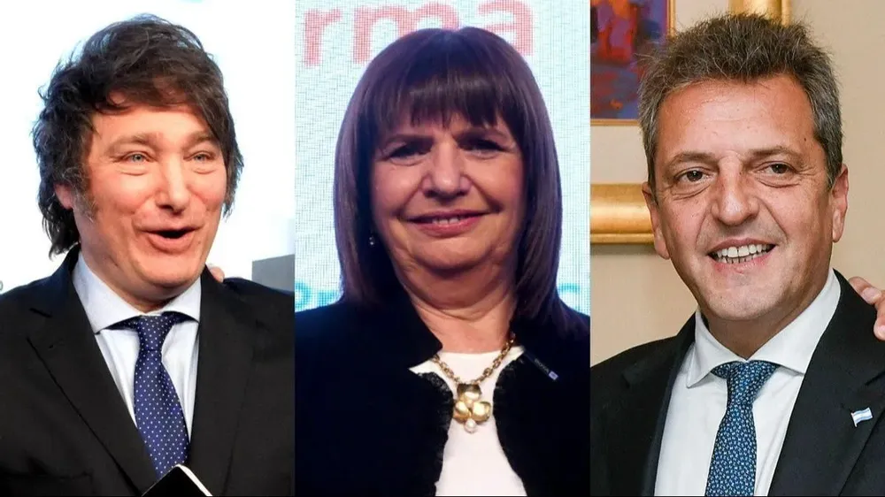 Milei, Bullrich y Massa