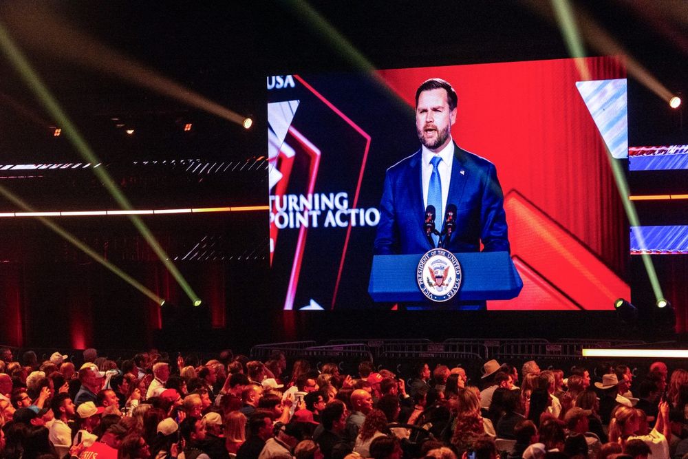 El vicepresidente JD Vance habla en el evento de Turning Point USA.&nbsp;