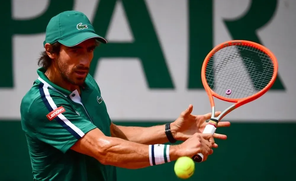 Cuevas en el juego ante Djokovic