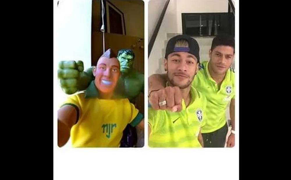 Esta foto de Neymar y Hulk tiene más de 2,5 millones de Me gusta y fue compartida más de 70 mil veces, convirtiéndose en la publicación más cautivadora colgada por un jugador durante la Copa del Mundo