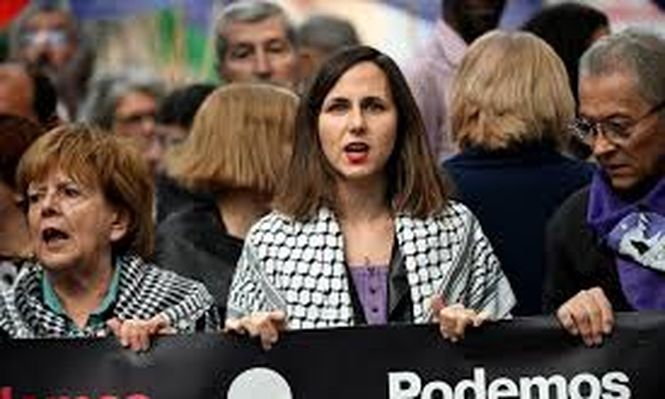 La diputada española, Ione Belarra, en un acto a favor de Palestina y contra Israel.