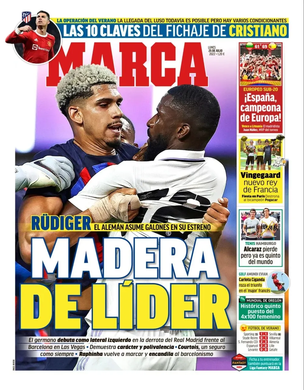 Araujo y Rudiger en la tapa de Marca