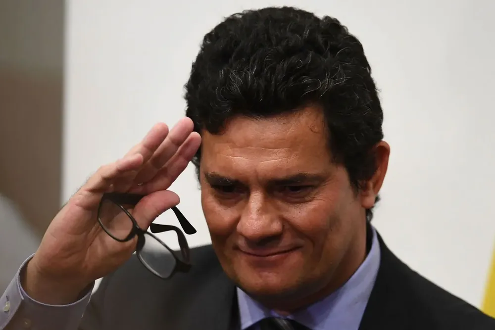 Sergio Moro durante la conferencia de su renuncia este viernes