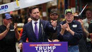 El candidato republicano a la vicepresidencia, J.D. Vance, en Wisconsin, 7 de agosto