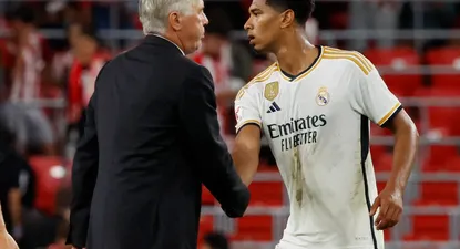 El entrenador Carlo Ancelotti y el jugador Jude Bellingham .