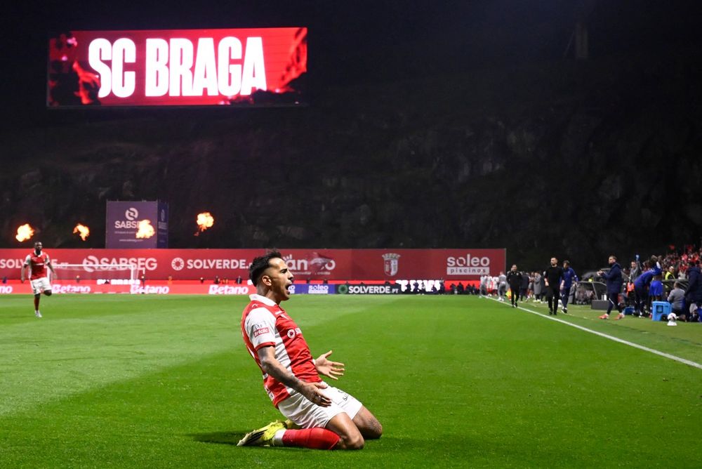 Rodrigo Zalazar celebra un gol con el Sporting Braga