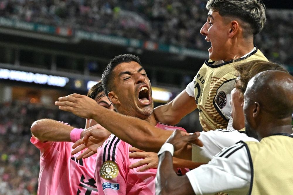 El festejo de Luis Suárez ante Palmeiras