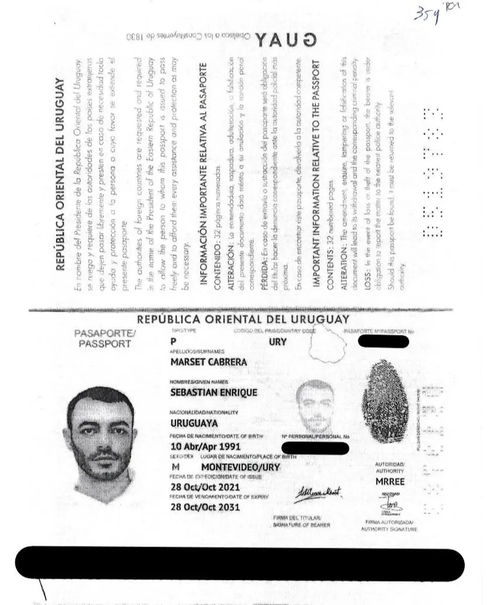 Pasaporte entregado a Marset