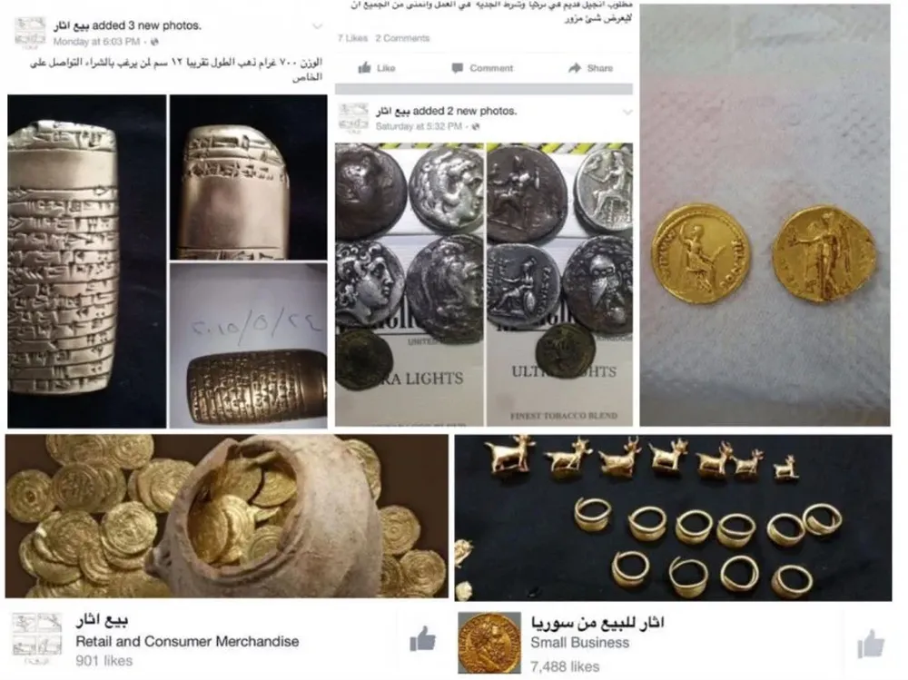 Captura de pantalla de posteos en Facebook donde ofrecen antigüedades